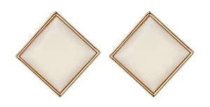 Big Clip On Earrings gold plated stud with a large cream resin stone - Bree W - Picture 1 of 3