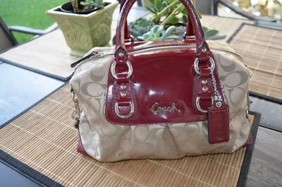 COACH ASHLEY SIGNATURE SATEEN SATCHEL PURSE (F15443) - Image 1 of 4