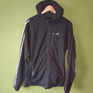 Adidas Clima365 Black Hooded Track Jacket UK M Pockets - Picture 1 of 9
