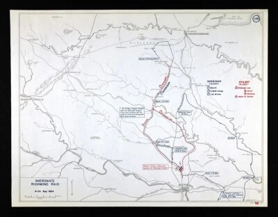 West Point Civil War Map Sheridan's Richmond Raid Battle of Yellow Tavern May 11 - Image 1 of 3