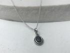 925 Sterling Silver curb chain with the 6x8mm oval Black Onyx charm necklace.