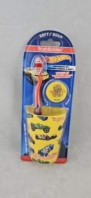 KIT CEPILLO DE DIENTES Hot Wheels Niños Juego Suave Colores Tapa y Taza de Enjuague Foto 1 de 4
