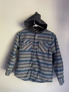 LL BEAN Kids' Fleece-Lined Plaid Flannel Shirt Thermal Hooded Barn Jacket Medium - Picture 1 of 3
