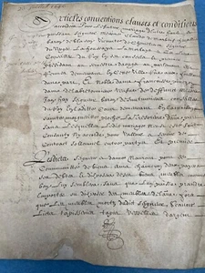 BRETAGNE  1646   CONVENTION ET CLAUSES DU  MARIAGE DU BARON  CLAUDE DE MARBEUF - Picture 1 of 8