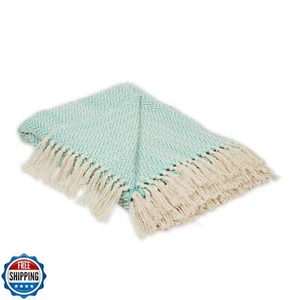 Hágalo usted mismo Chevron Throw Collection algodón telado a mano, 50x60, aguamarina - Imagen 1 de 5
