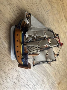 Vintage 70’s Hand-Made Wooden Multi Masted and Sailed Model Boat - Picture 1 of 9