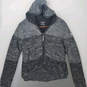 Projek Raw Hooded Sweater Jacket Mens Sm Black Gray Marled Full Zip Hoodie USA - Picture 1 of 20
