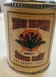 Vintage Antique Three Thistles  Sweet Snuff Tin Container W Stamped Never Opened - Picture 1 of 6