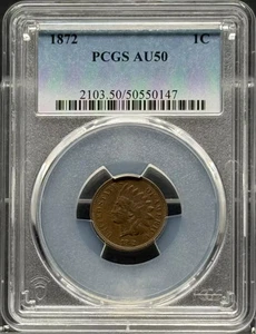 1872 Indian Head Cent PCGS AU-50 BN - Picture 1 of 2