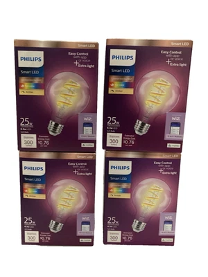 Philips Smart LED Light Bulb 25W Clear Multi-Color Filament G25 1P, 4 PACK - Image 1 of 4