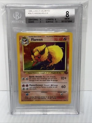 1997 JUNGLE UNLIMITED #3A FLAREON HOLO RARE BGS 8 NM-MT - Image 1 of 3