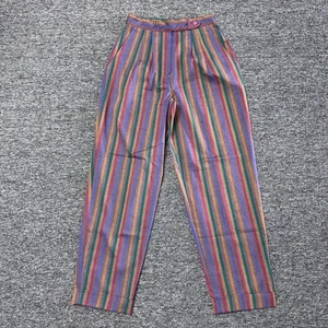 Vintage 80s Retro Pinstripe High Rise Dress Pants Womens - Sz 26 Multicolor - Picture 1 of 7