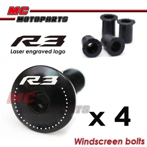Billet M5 Windscreen Windshield Fairing Logo Bolts 4PCS For Yamaha YZF R3 -MC - Picture 1 of 8