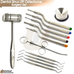 Dental Sinus Lift Osteotome Surgery Set Mead Bone Graft Syringe Lucas Curettes  - Picture 1 of 10