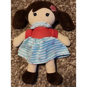 Gi-Go Plush Fabric Doll in a Blue Striped Dress - Picture 1 of 3