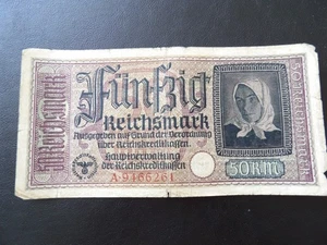 50 Reichsmark WWII-Era Genuine Third Reich 1939-1945 Nazi Germany Banknote - Picture 1 of 7