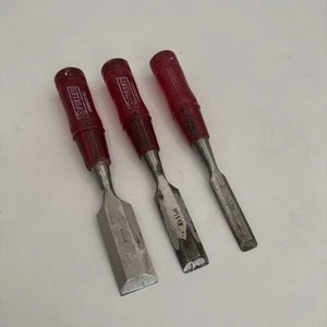 Vintage Fuller unzerbrechliche Meißel, 3er Set, roter durchscheinender (Butyrat) Griff - Bild 1 von 4