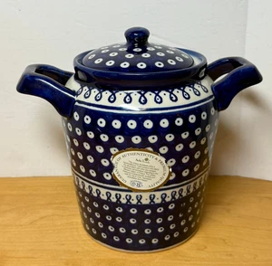Boleslawiec Polish Pottery Canister Jar W/Lid 8" Tall w/ Handles Orig Label - Picture 1 of 6
