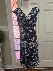 Lauren Ralph Lauren Women's Floral Navy White Dress Sz 12 - Picture 1 of 7