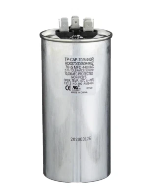 TRADEPRO 70+5 Mfd 440 Volt Round Run Capacitor 70/5/440 NEW HVAC Tp-cap-70/5/440r Cap