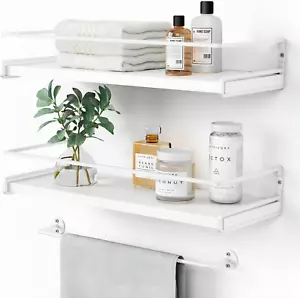 Nursery Shelves for Wall Set of 2, White Floating Book Shelves for Kids Room, Sm - Picture 1 of 9
