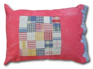Quilted Patchwork Cushion, Red Marbled Tie Dye, 50cm x 35cm, HANDMADE IN UK - Picture 1 of 6