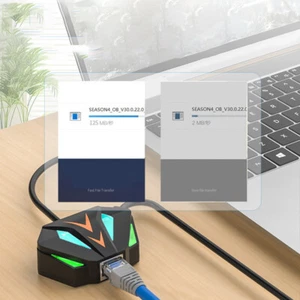 USB/Type-C To RJ45 Network Cable Adapter With RGB Atmosphere Lamp For Laptop - Afbeelding 1 van 16