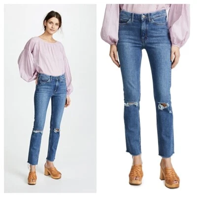 MiH JEANS - Mujer The Daily Jean tiro alto lavado recto cubierta - Talla 26 Foto 1 de 4