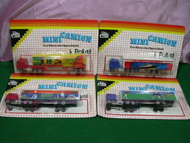 POLISTIL 1/55 MINI CAMION PROMOZIONALI KELLY CROWN RESORT 4 pz MINT IN BLISTER  - Immagine 1 di 4