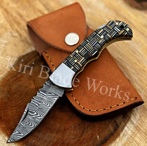 Sammlerstück handgefertigtes Damaststahl Klapp Skinner Jagd Outdoor Taschenmesser - Bild 1 von 8