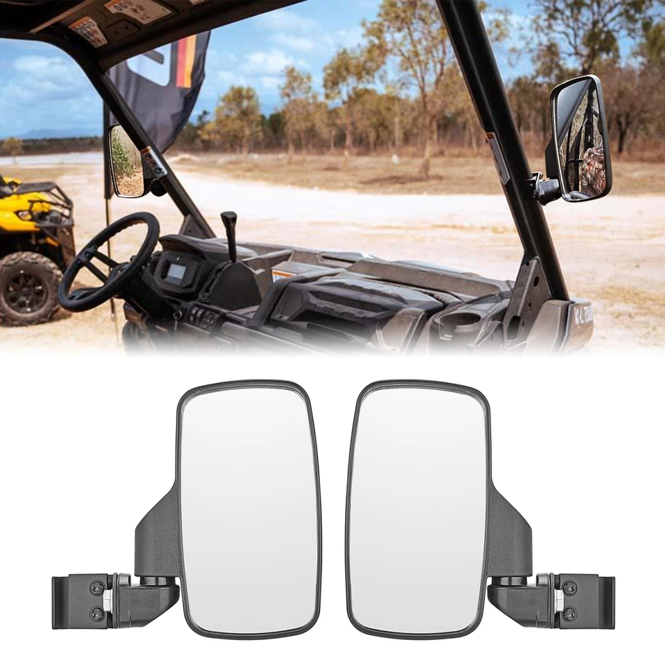 2PCS Side Folding Rear View Mirrors For Can-Am Defender HD5/HD7/HD8/HD9/HD10 MAX - Image 1 of 4