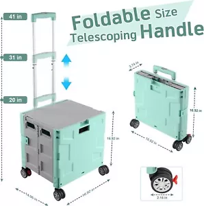Folding Utility Handcart Portable Rolling, Durable Heavy Duty Telescoping Handle - Picture 1 of 38