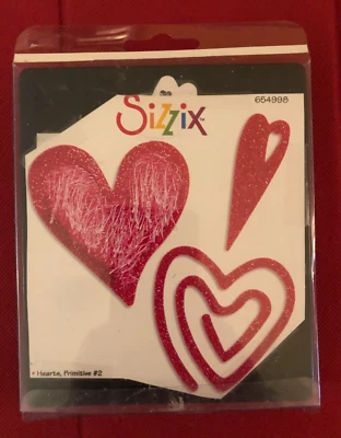 Sizzix PRIMITIVE HEARTS #2 Grandes Originales Troquelados #654998 Corazones San Valentín Foto 1 de 3