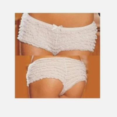 Shorts Shirley of Hollywood branco masculino tamanho único feminino renda babado cuecas - Imagem 1 de 4