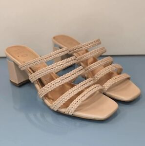 Ted Baker Womens 9.5 Emmalii Nude Beige Leather Square Toe Strappy Mule Sandal