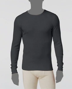 $60 Alfani Men's Thermal Knit Shirt Long Sleeve Gray Crew Neck Underwear Size M - Picture 1 of 1