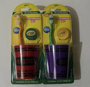 2023 Crayola Toothbrush Set Brush Buddies Red & Purple (2, new) - Picture 1 of 2