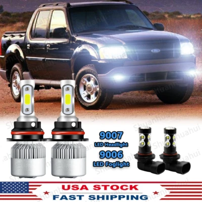 For Ford Explorer Sport Trac 2001-2005 Combo LED Headlight & Fog light Bulbs 4x - Imagem 1 de 4