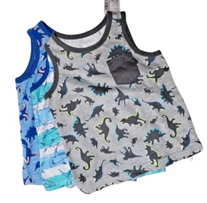12-18m Sharks & Dinosaurs Tank Tops, 3 Pieces, The Children's Place - Sleeveless - Picture 1 of 4