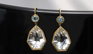 VERDURA Byzantine Drop Earrings, 18k Yellow Gold, Fancy-Cut White Topaz - Picture 1 of 9