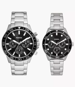 Fossil Geschenkset BQ2753SET Partnerset Herren + Damen Uhr Edelstahl Schwarz NEU - Bild 1 von 10