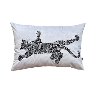 Leopard Pattern Throw Pillow Cover - Gray Velvet Animal Print Cushion Case - Picture 1 of 4