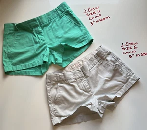 J Crew size 6 Women's Shorts Chino Green and Khaki 2 pack - Picture 1 of 11