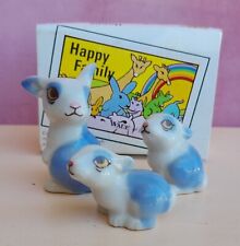 VINTAGE WADE WHIMSIES HAPPY FAMILY RABBIT 3 PIECE SET BOXED MADE IN ENGLAND