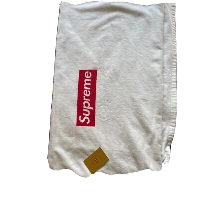 SUPREME BOX LOGO BEACH TOWEL WHITE RED SS14 RARE - Image 1 of 4