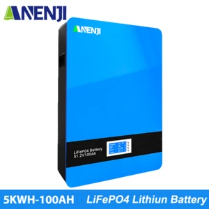 5kWh 100Ah LiFePO4 Battery 51.2V Wall Mounted Battery BMS Solar Storage System - Picture 1 of 12