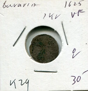 1625 German States Bayern Maximilian I 1 Kreuzer 16mm Silver Coin Cruiser N99398 - Picture 1 of 2