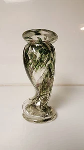 Hand Blown Art Glass Vase Green Muliticolor - Picture 1 of 10