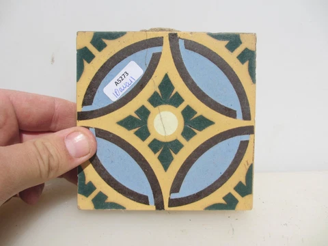 Antique Floor Tile Ceramic Victorian Old Church Pugin "GODWIN" 4.25" W - £10each Cover