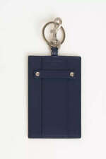 Trussardi Elegant Blue Leather Badge Holder with Key Ring